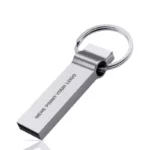 Clé USB métallique personnalisée avec logo et texte porte clé goodies cadeau professionnel grise Jonaweb
