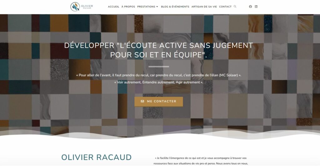 Olivier Racaud coach et facilitateur en écoute active création site internet référencement seo hébergement maintenance Vendée 85